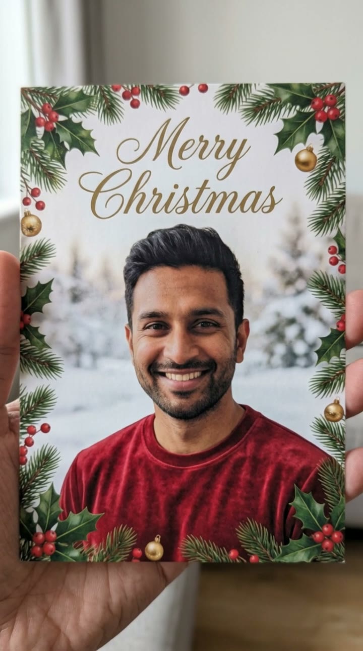 AI Christmas Card Generator: AI trend video example made with a fictional AI person
