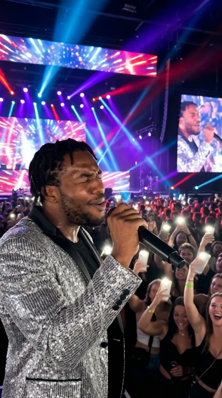AI Concert Singing Video Generator: AI trend video example made with a fictional AI person