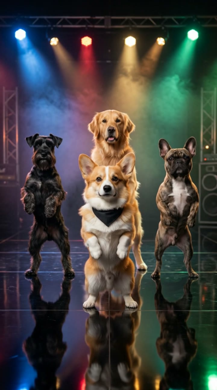 AI Dog Dance Video Generator: AI pet video example made with a fictional AI pet