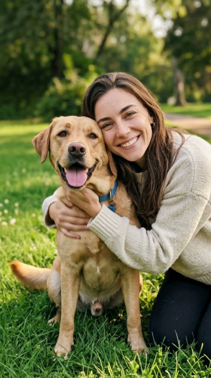AI Pet Hug Video Generator: AI pet video example made with a fictional AI pet