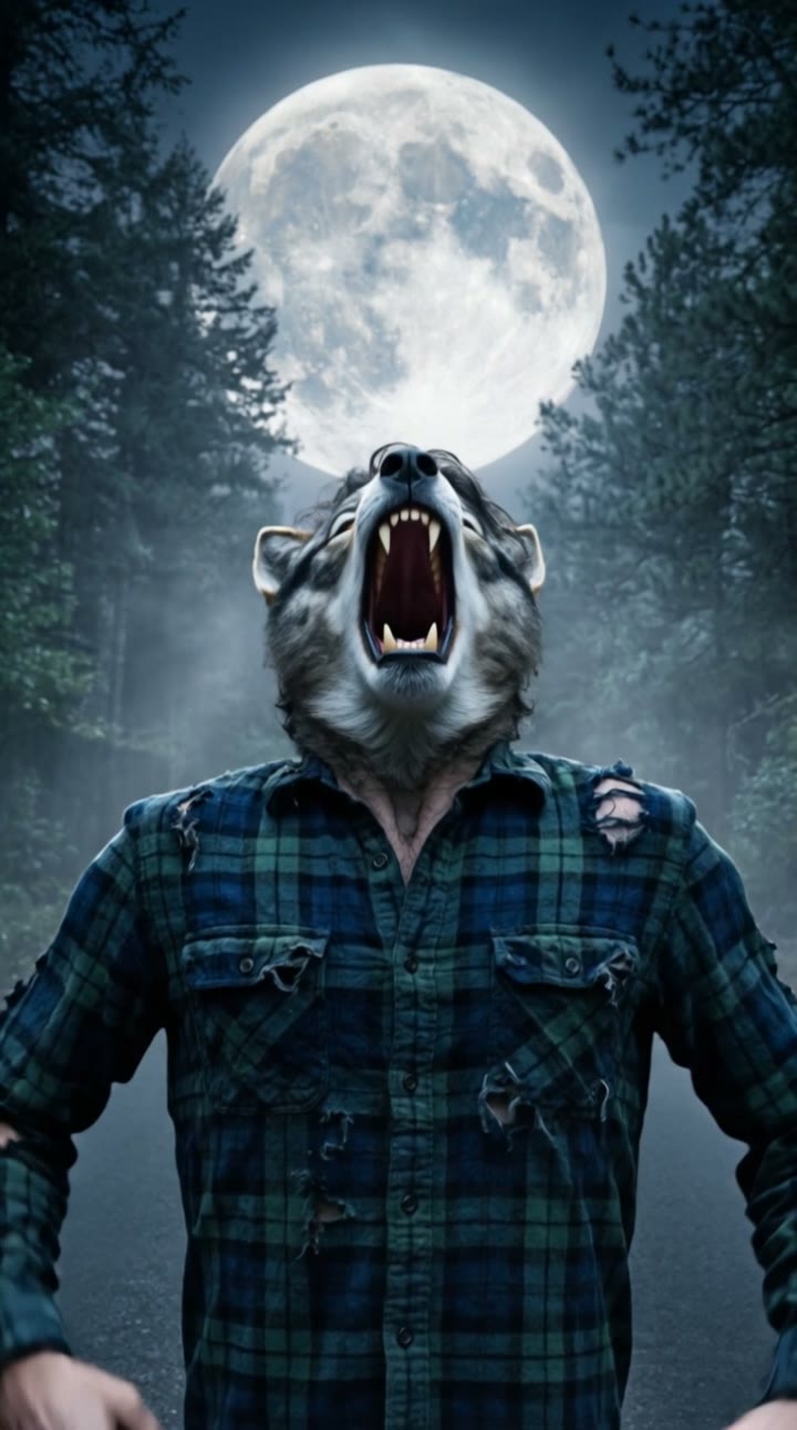 AI Werewolf Transformation Video: AI trend video example made with a fictional AI person
