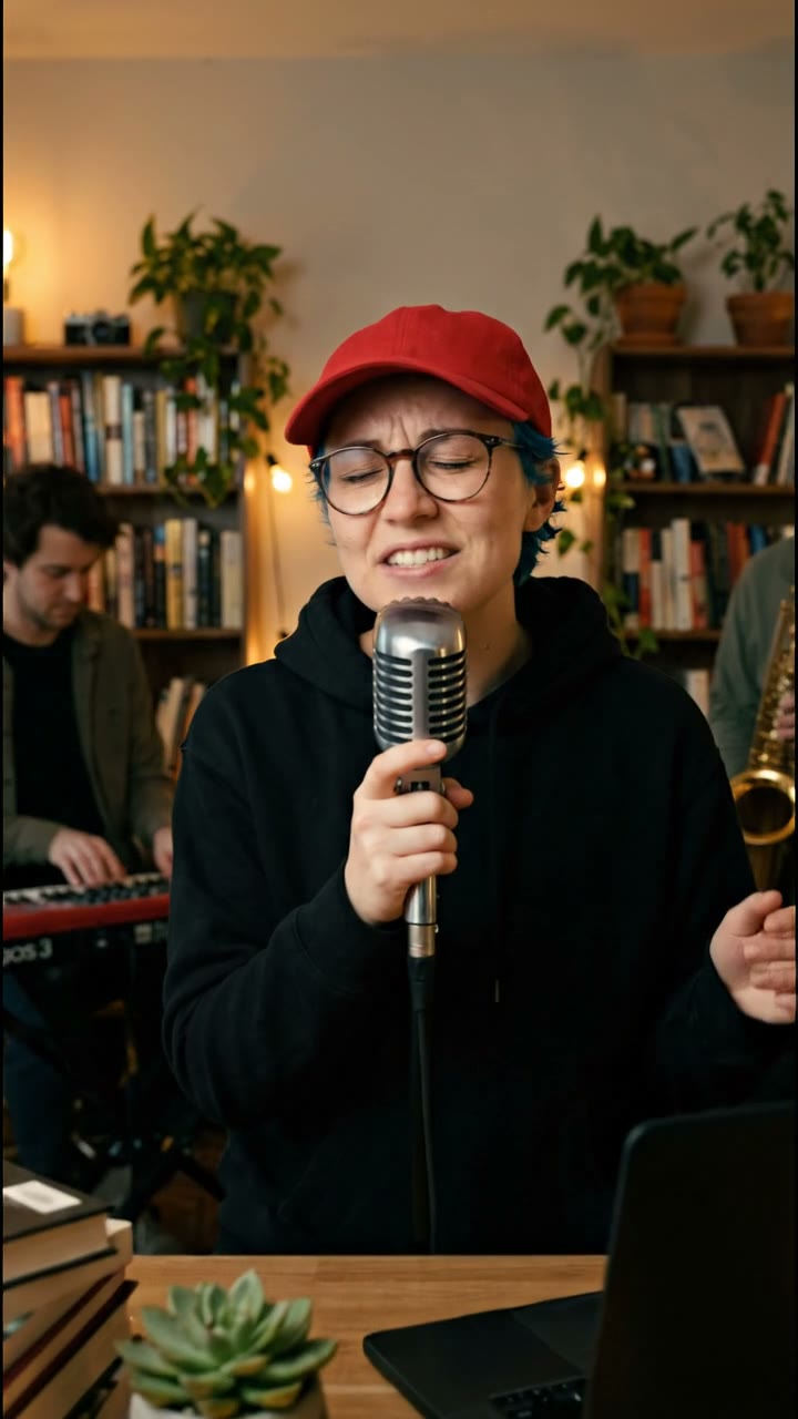 Outstanding Tiny Desk AI Video Generator: AI trend video example made with a fictional AI person